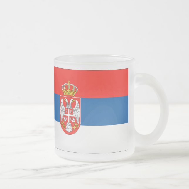 Caneca De Café Vidro Jateado Bandeira Sérvia (Direita)