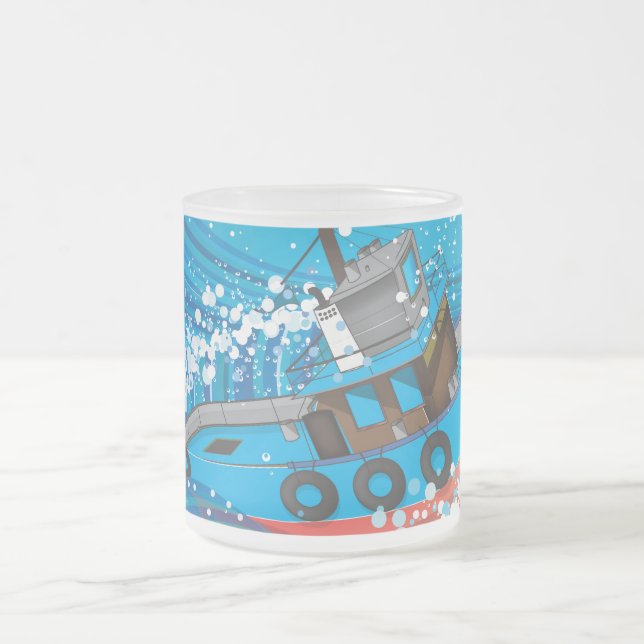 Caneca De Café Vidro Jateado Barco de Pesca Stormy (Centro)