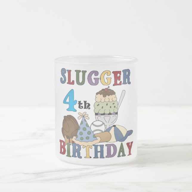 Caneca De Café Vidro Jateado Baseball Slugger 4º Aniversário (Centro)
