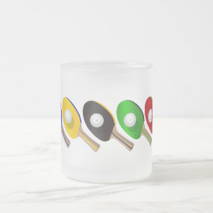 Caneca De Café Vidro Jateado Bastão do ténis de mesa e esportes da bola de Po