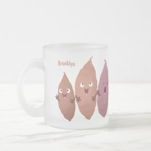 Caneca De Café Vidro Jateado Batatas doces cantando fofas desenho de vegetais