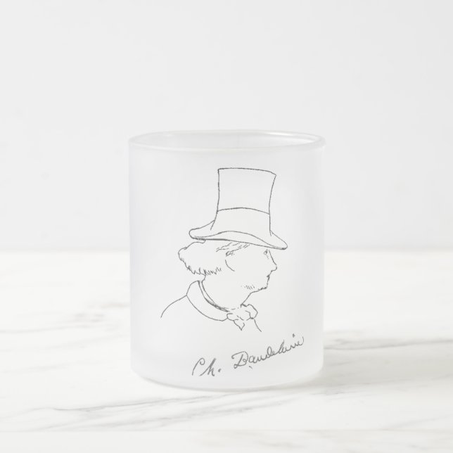 Caneca De Café Vidro Jateado Baudelaire no chapéu alto (Centro)