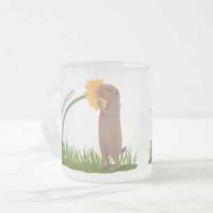 Caneca De Café Vidro Jateado BD de cãozinho da pradaria