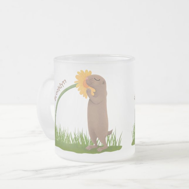 Caneca De Café Vidro Jateado BD de cãozinho da pradaria (Frente Esquerda)