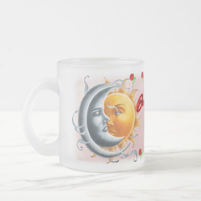 Caneca De Café Vidro Jateado Be my Valentine said the Moon on a  (Esquerda)