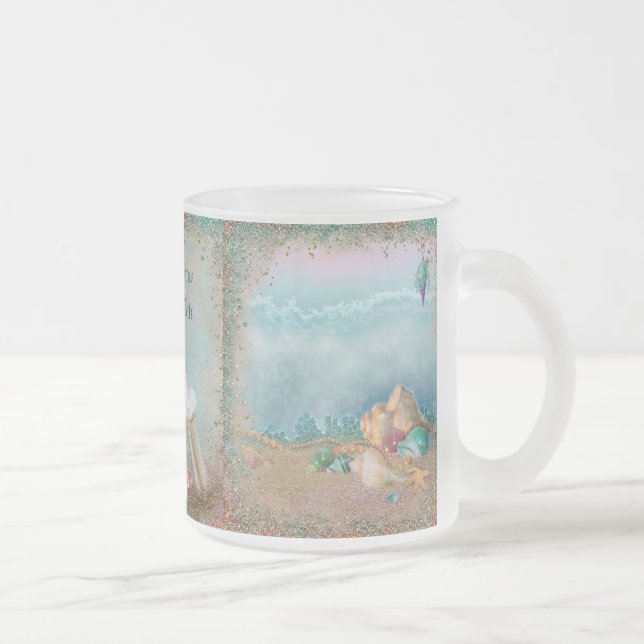 Caneca De Café Vidro Jateado Beach Seashells Wedding Mug (Direita)