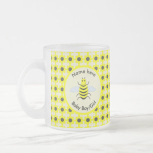 Caneca De Café Vidro Jateado Bebê Abelha Amarela Fofo Revelação de Gênero Neutr