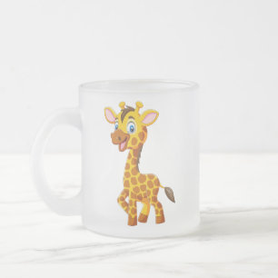 Caneca De Café Vidro Jateado Bebê Girafa Fofo Sorriso Desenho-35280