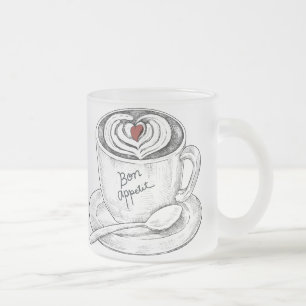 Caneca De Café Vidro Jateado Bebida de arte latina, desenhada à mão