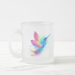 Caneca De Café Vidro Jateado Beija-Flor Arco-Íris Exótico
