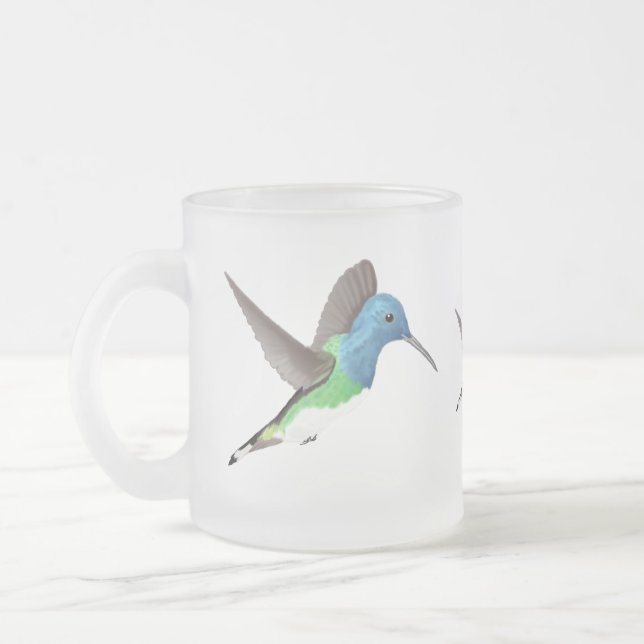 Caneca De Café Vidro Jateado Beija-flor Jacobino Suspenso - transparente. (Esquerda)