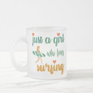 Caneca De Café Vidro Jateado Bela citação de verão Apenas uma garota que adora 