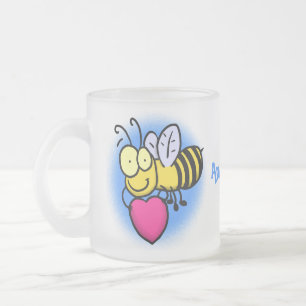 Caneca De Café Vidro Jateado Bela engraçada bonita com ilustração cardíaca