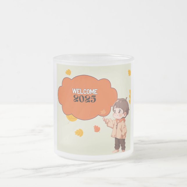 CANECA DE CAFÉ VIDRO JATEADO BEM-VINDO 2025 (Centro)