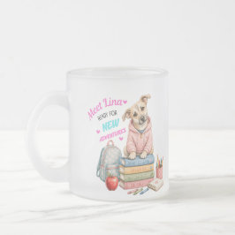 Caneca De Café Vidro Jateado Bem-vindo às Aventuras Escolares de Lina!