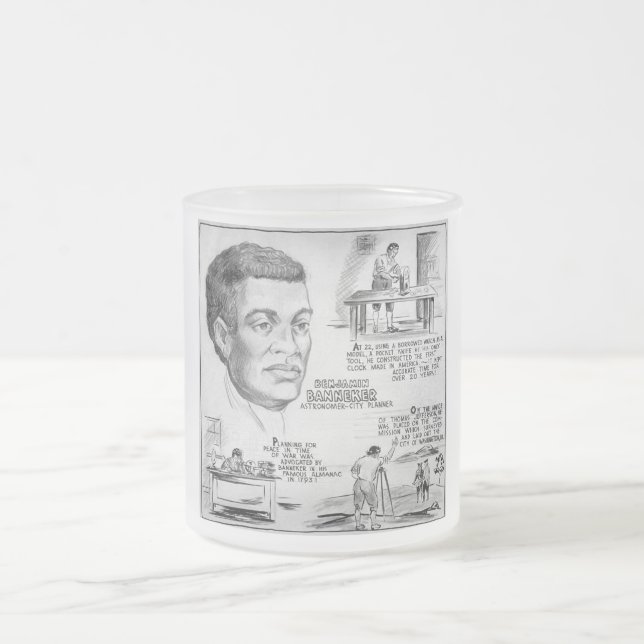 Caneca De Café Vidro Jateado Benjamin Banneker: Cientista Negro e Revolucionári (Centro)