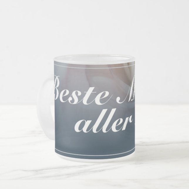 Caneca De Café Vidro Jateado Beste Mutter aller Zeiten mit großer rosa Rosa (Frente Esquerda)