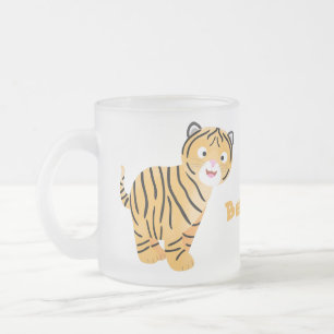 Caneca De Café Vidro Jateado Bicho de tigre feliz e bonito