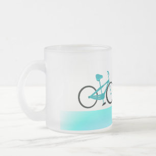 Caneca De Café Vidro Jateado Bicicleta Aqua