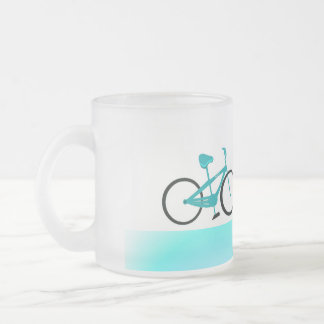 Caneca De Café Vidro Jateado Bicicleta Aqua