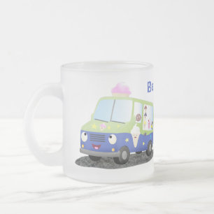 Caneca De Café Vidro Jateado Bicicleta de caminhão de sorvete feliz