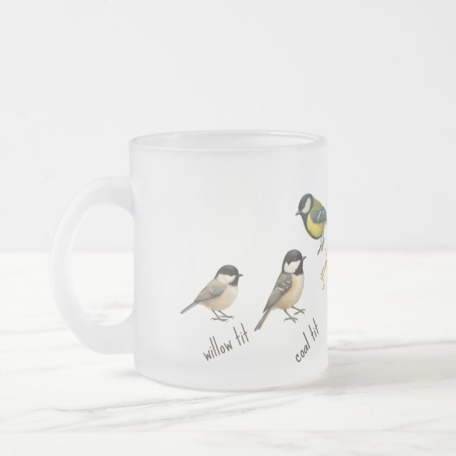 Caneca De Café Vidro Jateado Bird Mug – Garden Birds Watercolour Coffee Cup (Esquerda)