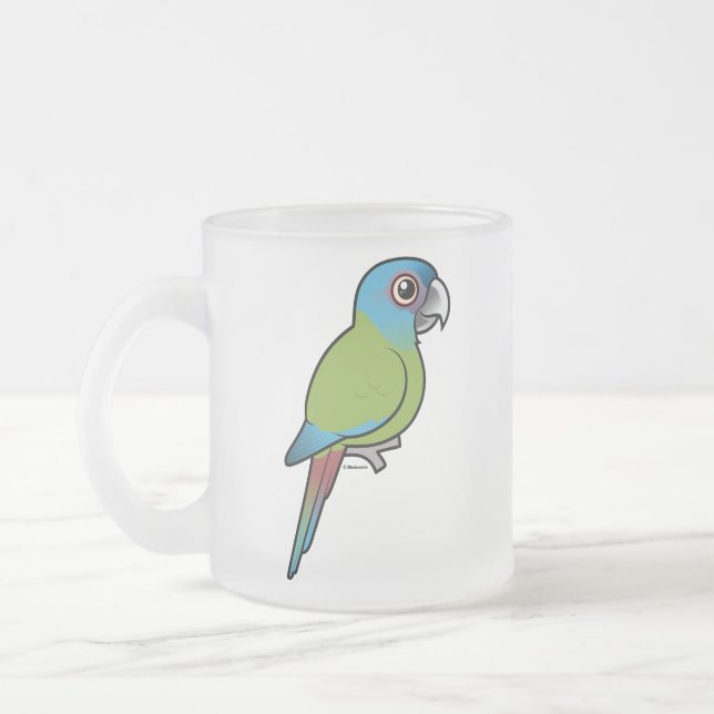Caneca De Café Vidro Jateado Birdorable Azul-dirigiu o Macaw (Esquerda)