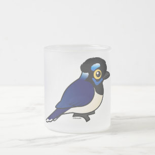 Caneca De Café Vidro Jateado Birdorable Jay Luxuoso-com crista