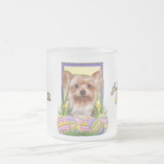 Caneca De Café Vidro Jateado Biscoitos do ovo da páscoa - yorkshire terrier