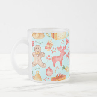 Caneca De Café Vidro Jateado Biscoitos e doces de Natal doces