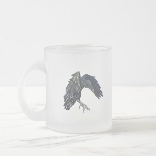 Caneca De Café Vidro Jateado Black Crow Master of Time Illustration (Esquerda)