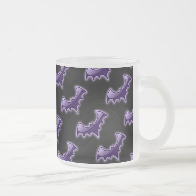 Caneca De Café Vidro Jateado Black & Purple Night Wing Bats (Direita)
