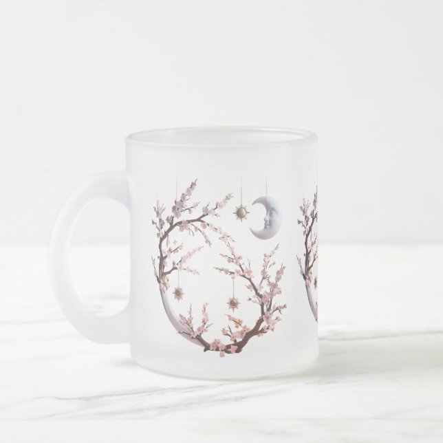 Caneca De Café Vidro Jateado Blossomas de Cereja Ligado - Elegante (Esquerda)