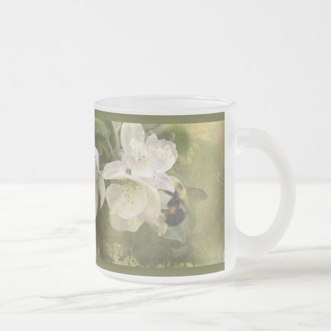 Caneca De Café Vidro Jateado Blossomas de Maçã e Bumblebee (Direita)