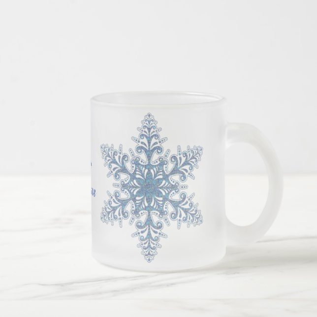 Caneca De Café Vidro Jateado Blue Snowflake Mug (Direita)