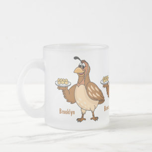 Caneca De Café Vidro Jateado Boa codorniz com animação de ovos