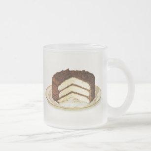 Caneca De Café Vidro Jateado Bolo De Camada De Chocolate Vintage