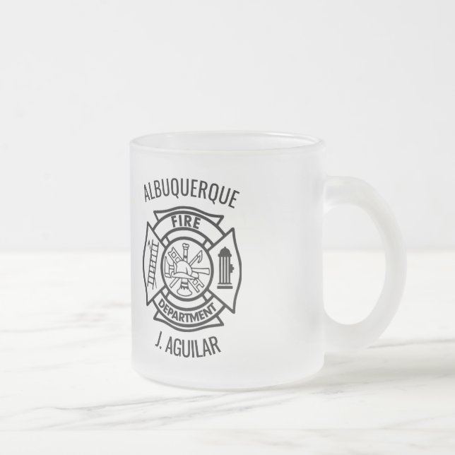 Caneca De Café Vidro Jateado Bombeiro Maltês Fosco Personalizado Beer Mug (Direita)