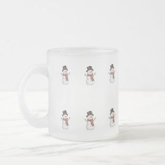 Caneca De Café Vidro Jateado Boneco de Neve Feliz