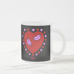 Caneca De Café Vidro Jateado Bonito Beijo de Coração Pequeno Tampão de Vidro de