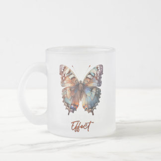 Caneca De Café Vidro Jateado borboleta