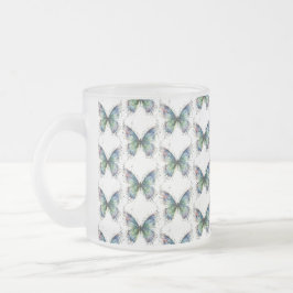 Caneca De Café Vidro Jateado Borboleta