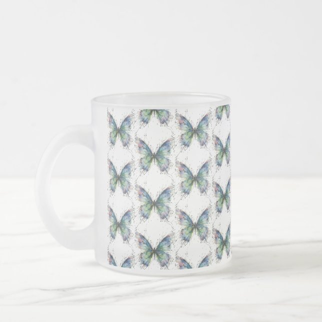Caneca De Café Vidro Jateado Borboleta (Esquerda)