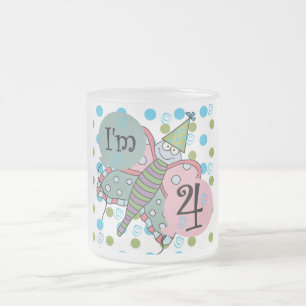 Caneca De Café Vidro Jateado Borboleta 4º Aniversário Camisetas e presentes