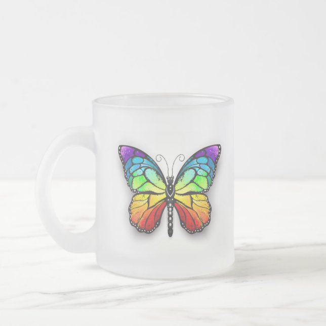 Caneca De Café Vidro Jateado Borboleta-arco-íris Monarca (Esquerda)