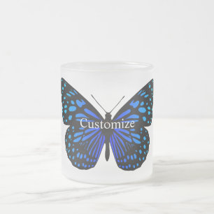 Caneca De Café Vidro Jateado Borboleta azul Thunder_Cove