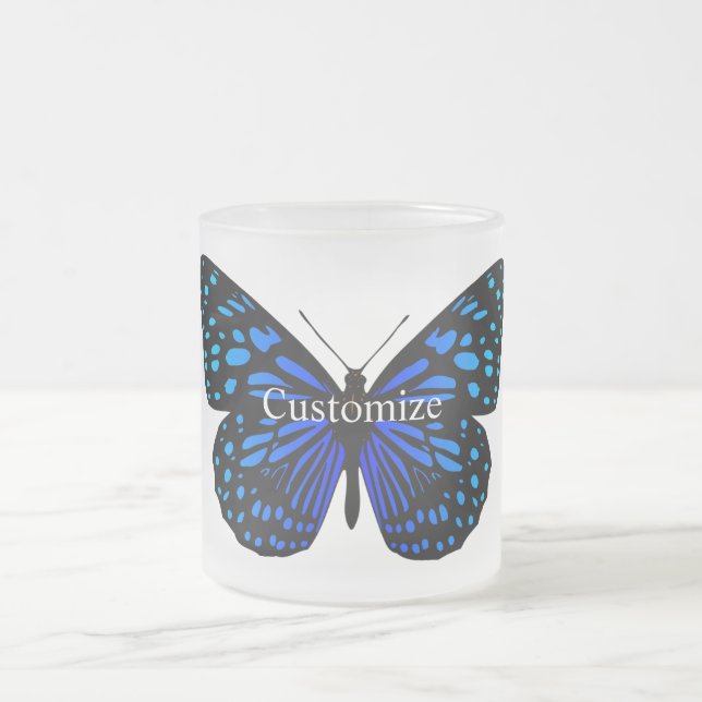 Caneca De Café Vidro Jateado Borboleta azul Thunder_Cove (Centro)