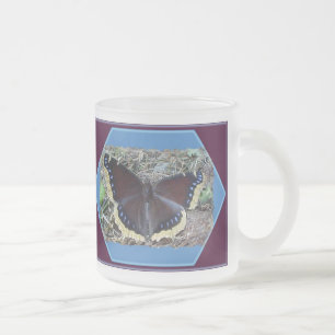 Caneca De Café Vidro Jateado Borboleta de Cloak de luto