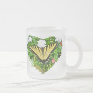 Caneca De Café Vidro Jateado Borboleta do Swallowtail de Tigre