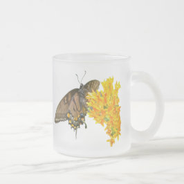 Caneca De Café Vidro Jateado Borboleta do Swallowtail Tiger - Fase Escura